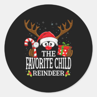 Sticker Rond Christmas Matching The Favorite Child Reindeer Fam