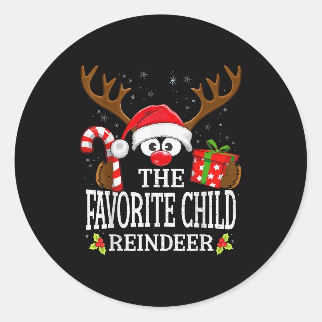 Sticker Rond Christmas Matching The Favorite Child Reindeer Fam (Devant)