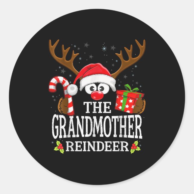 Sticker Rond Christmas Matching The Grandmother Reindeer Family (Devant)