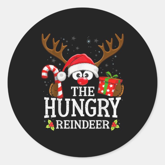 Sticker Rond Christmas Matching The Hungry Reindeer Family  (Devant)