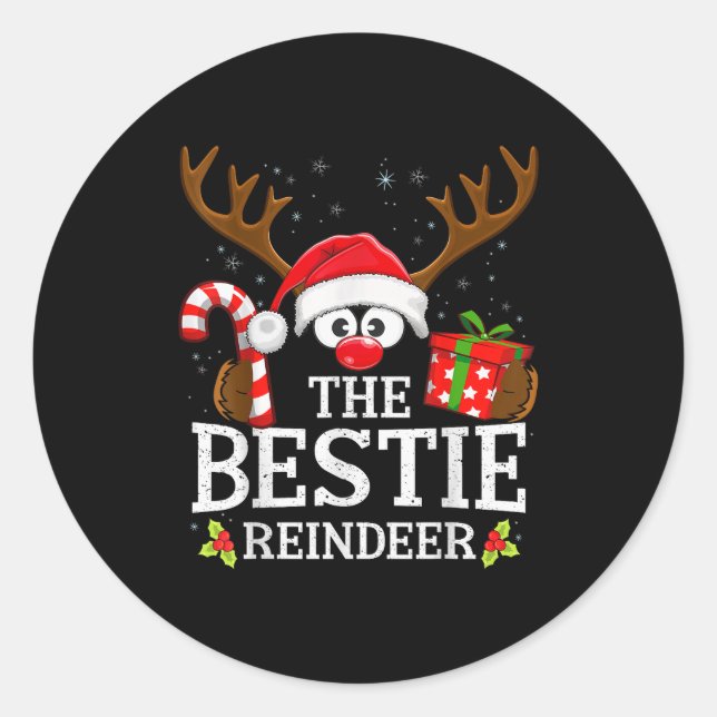 Sticker Rond Christmas Matching The Ie Reindeer Family  (Devant)