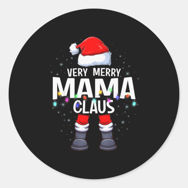 Sticker Rond Christmas Matching Very Merry Mama Claus Pjs  (Devant)
