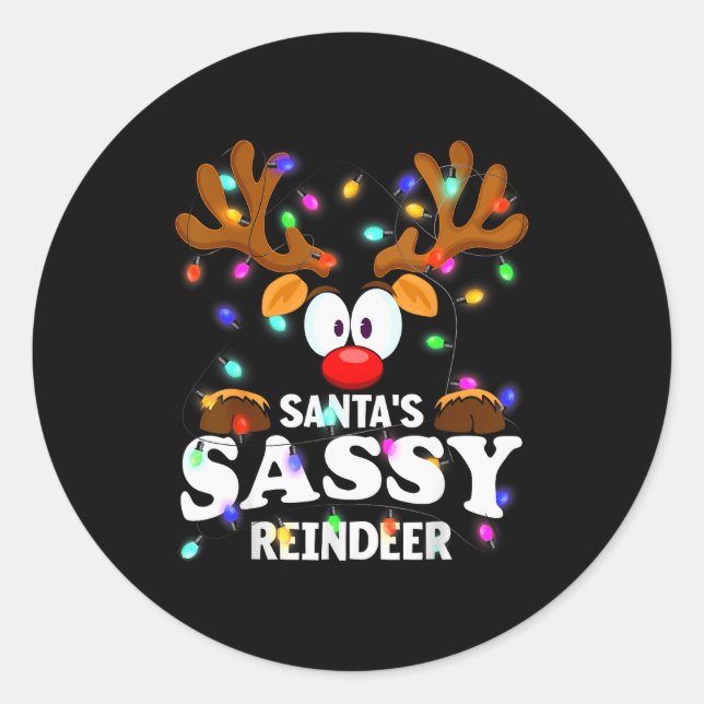 Sticker Rond Christmas Men Women Santa's Sy Reindeer  (Devant)