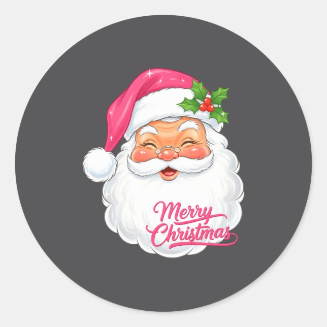 Sticker Rond Christmas Merry Christmas Santa Face Jolly Santa C (Devant)