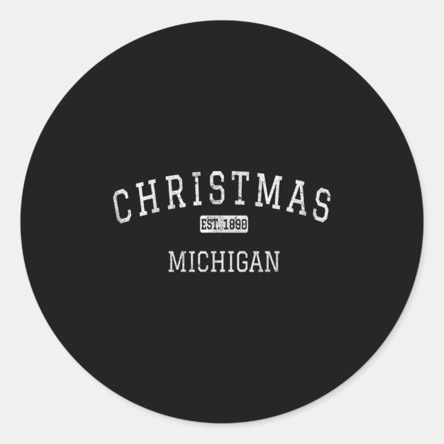Sticker Rond Christmas Michigan Mi Vintage (Devant)