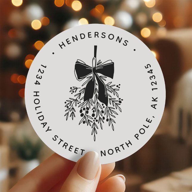 Sticker Rond Christmas Mistletoe Bough Adresse de retour (Créateur téléchargé)