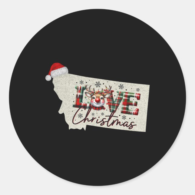 Sticker Rond Christmas Montana Xmas State Map Montana Christmas (Devant)