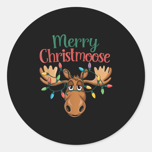 Sticker Rond Christmas Moose Merry Christmoose Men Women  (Devant)