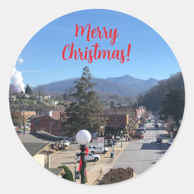 Sticker Rond Christmas, Mountain Town (Devant)