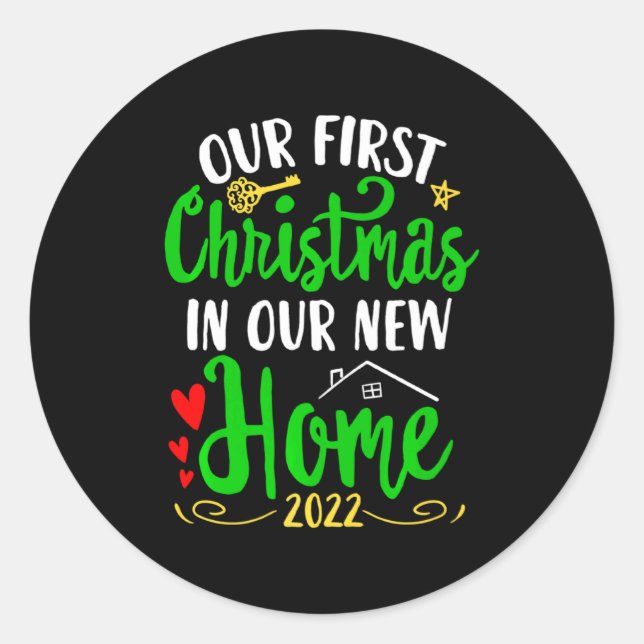 Sticker Rond Christmas New Home Xmas Homeowner Our First Apartm (Devant)