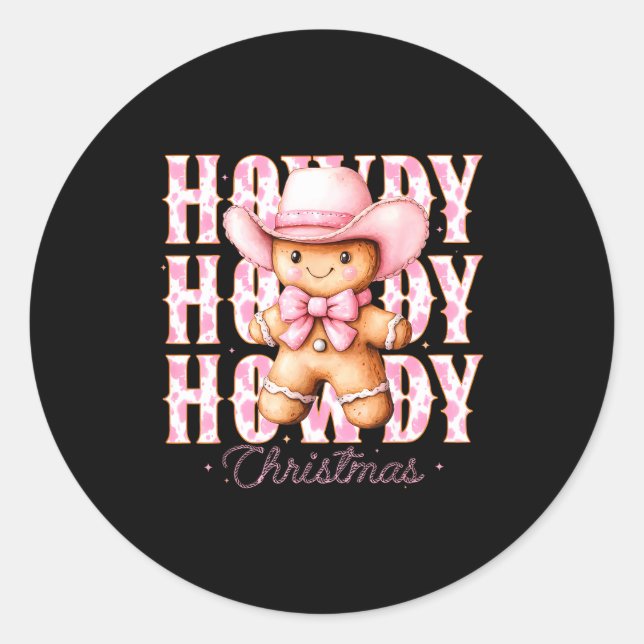 Sticker Rond Christmas Nk Gingerbread Cowboy Cowgirl Howdy West (Devant)