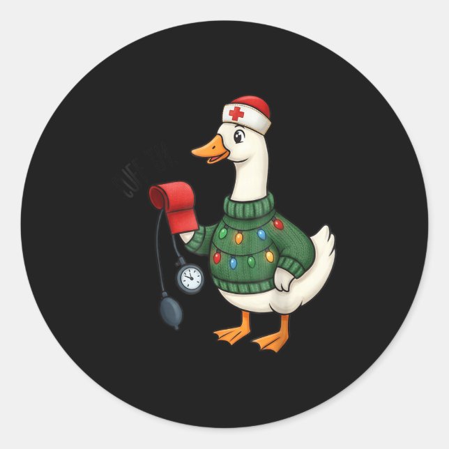 Sticker Rond Christmas Nurse, Nurse Life, Cuff em Goose Christm (Devant)