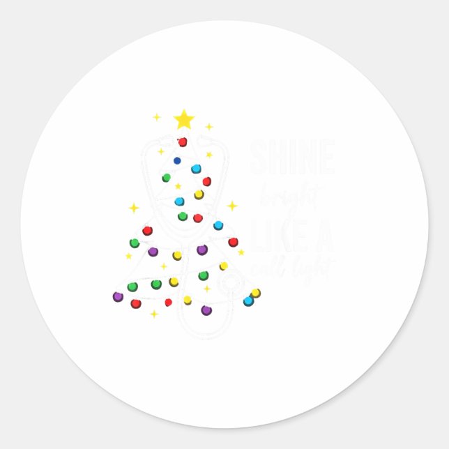 Sticker Rond Christmas Nurse Shine Bright Like A Call Light Xma (Devant)