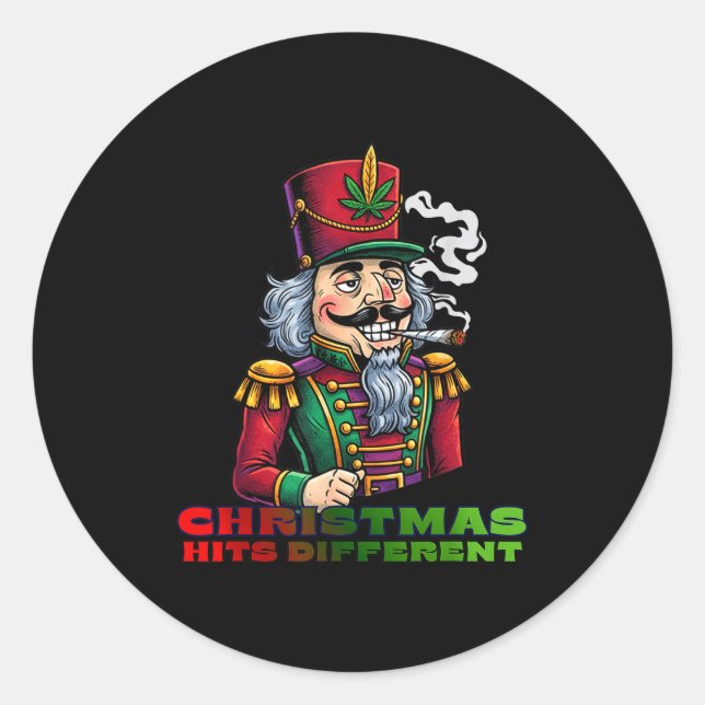 Sticker Rond Christmas Nutcracker Christmas Hits Different  (Devant)