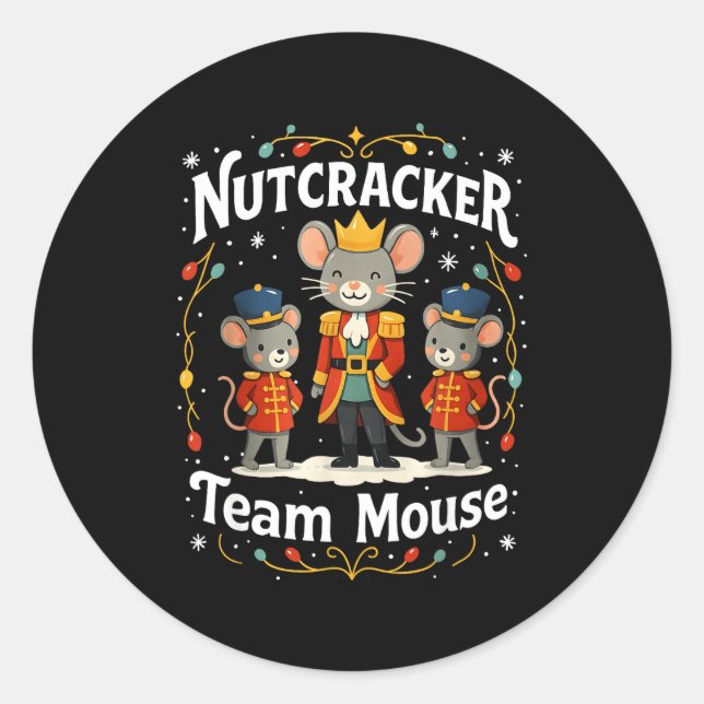 Sticker Rond Christmas Nutcracker Team Mouse Funny Soldier Xmas (Devant)