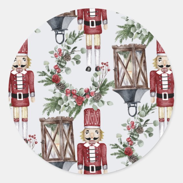Sticker Rond Christmas nutcrackers and lanterns (Devant)
