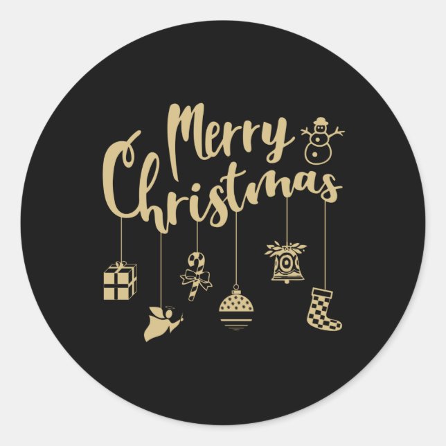 Sticker Rond Christmas Ornaments Decoration Merry Christmas (Devant)