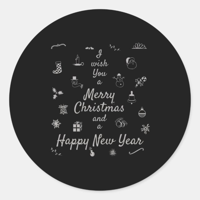 Sticker Rond Christmas Ornaments Merry Xmas Happy New Year  (Devant)