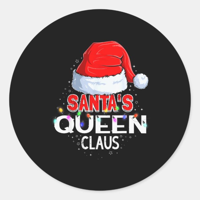 Sticker Rond Christmas Pajama Santa's Queen Claus Matching  (Devant)