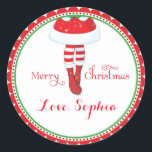Sticker Rond Christmas Père Noël fille faveur goodie sac autoco<br><div class="desc">Christmas Père Noël fille faveur goodie sac autocollants</div>