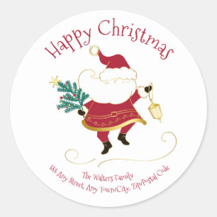 Sticker Rond Christmas Père Noël, Nom de famille, Adresse de re