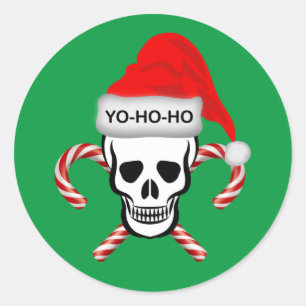 Sticker Rond Christmas, Pirate Skull