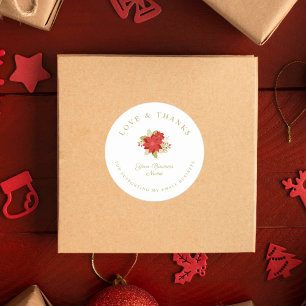 Sticker Rond Christmas Poinsettias Amour & Merci Soutien