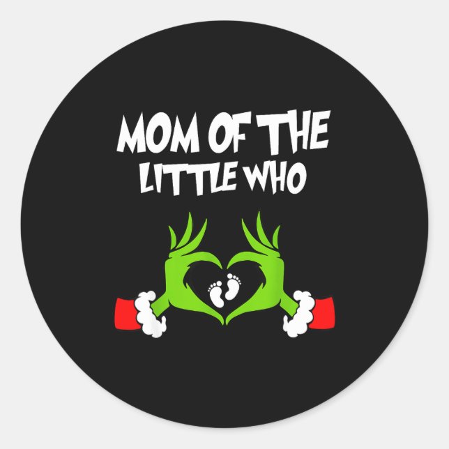 Sticker Rond Christmas Pregnancy Announcement Funny Mom Of The  (Devant)