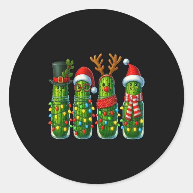 Sticker Rond Christmas Pun Ckle Lights Funny Vegetable Holiday  (Devant)
