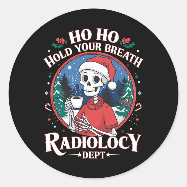 Sticker Rond Christmas Radiology Tech Skeleton Xray Tech Ct Mri (Devant)