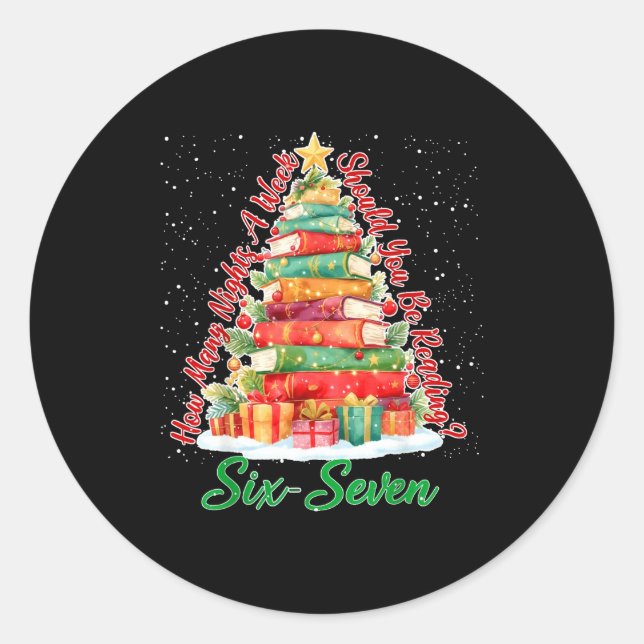 Sticker Rond Christmas Reading 67 Six Seven Meme Teacher Book L (Devant)