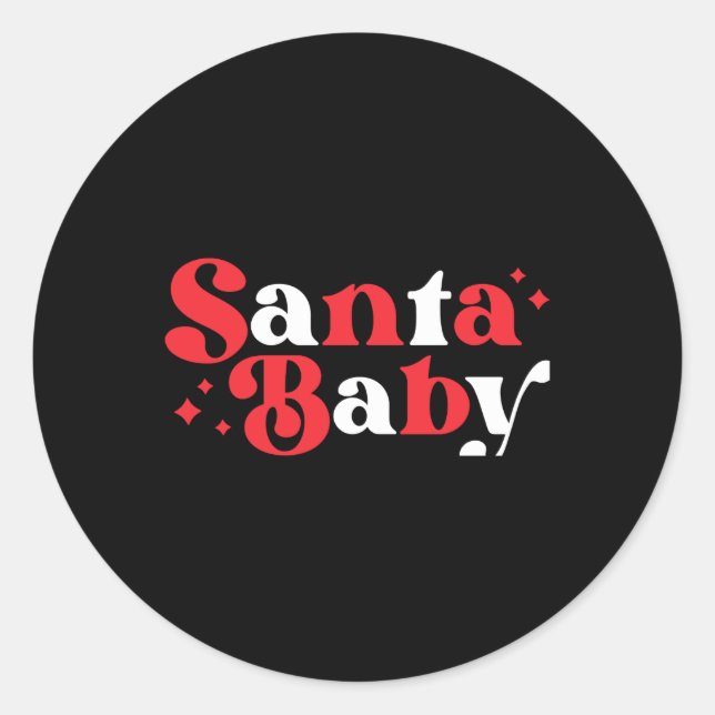 Sticker Rond Christmas Santa Baby Cute Modern Tygraphy Script B (Devant)