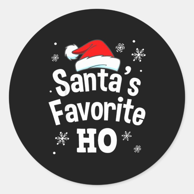 Sticker Rond Christmas Santa's Favorite Ho Shirt, Adult Naughty (Devant)