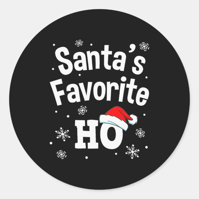 Sticker Rond Christmas Santa's Favorite Ho Shirt, Adult Naughty (Devant)