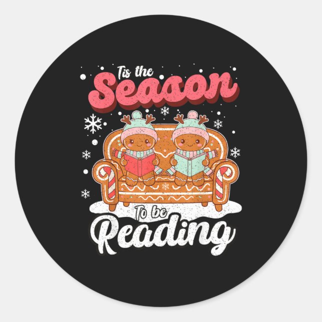Sticker Rond Christmas School Teacher Retro Librarian Groovy Xm (Devant)