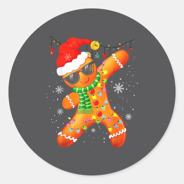 Sticker Rond Christmas Shirts Kids Boys Toddler Gingerbread Xma (Devant)