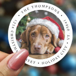 Sticker Rond Christmas Simple Photo Round Modern Return Adresse<br><div class="desc">Voici nos étiquettes d'adresse de retour photo ronde - la touche de finition parfaite pour vos salutations de vacances! Ces étiquettes allient simplicité et charme moderne, avec un design charmant, à la fois mignon et amusant. Personnalisez-les avec votre photo de famille préférée, ce qui en fait un choix idéal pour...</div>