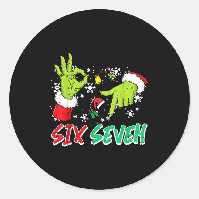 Sticker Rond Christmas Six Seven 67 Funny Meme 6 7 Xmas Women M (Devant)