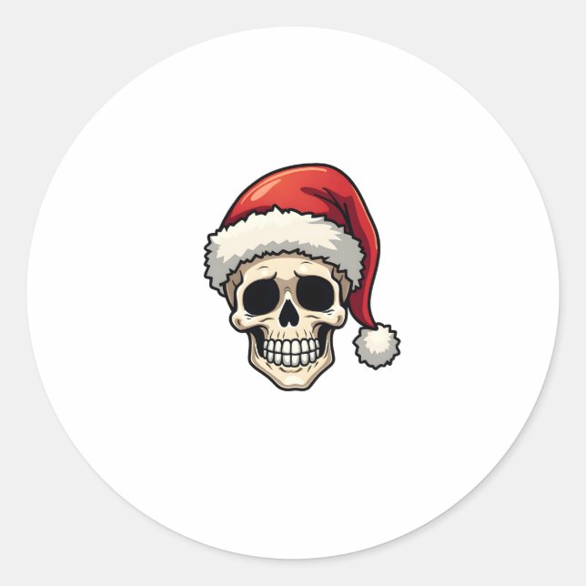 Sticker Rond Christmas Skull Funny Santa XMES Men Women T-Shirt (Devant)