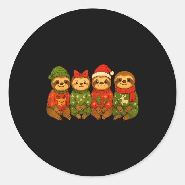 Sticker Rond Christmas Sloth Matching Family Xmas Pajama Men Wo (Devant)