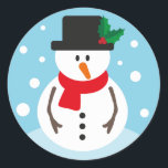 Sticker Rond Christmas Snowman<br><div class="desc">Sticker Snowman</div>