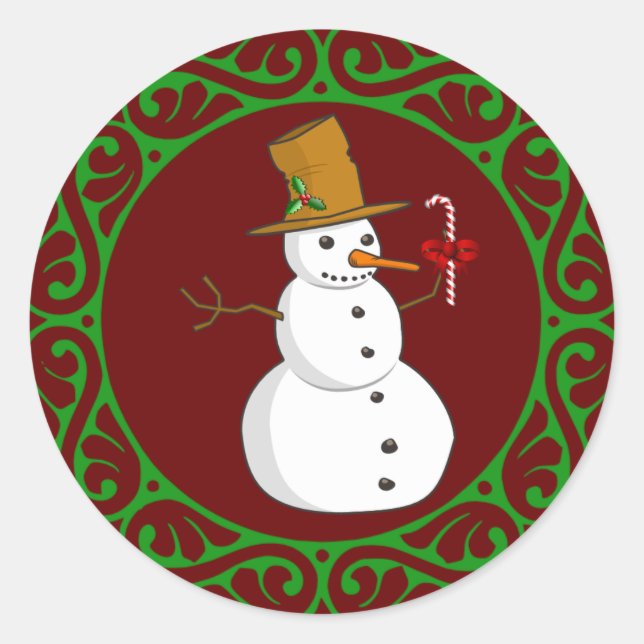 Sticker Rond Christmas Snowman (Devant)
