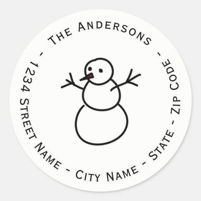 Sticker Rond Christmas Snowman Adresse de retour (Devant)
