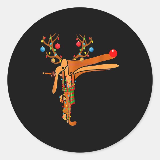 Sticker Rond Christmas Speculum Reindeer Funny Xmas Nurse Midwi (Devant)