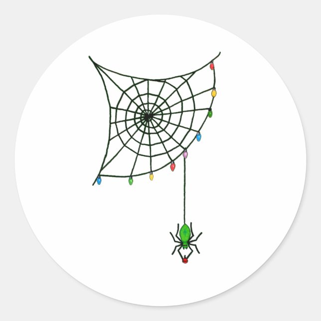 Sticker Rond Christmas Spider Web Lights Goth Holiday (Devant)