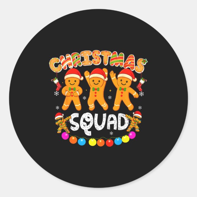 Sticker Rond Christmas Squad Funny Xmas Gingerbread Family Matc (Devant)