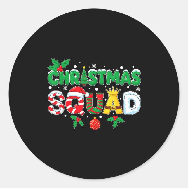 Sticker Rond Christmas Squad Merry Xmas Family Holiday Snow Elf (Devant)