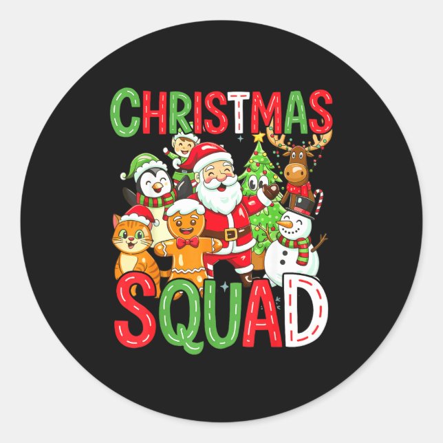 Sticker Rond Christmas Squad Santa Family Matching Xmas  (Devant)