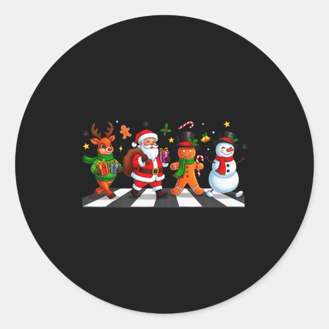 Sticker Rond Christmas Squad Santa Gingerbread Xmas Men Women K (Devant)