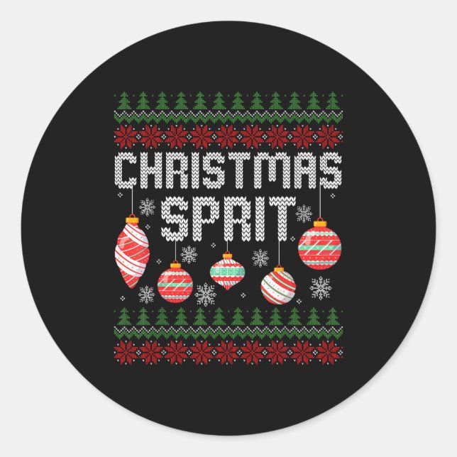 Sticker Rond Christmas Srit Matching Funny Couples Ugly Sweater (Devant)